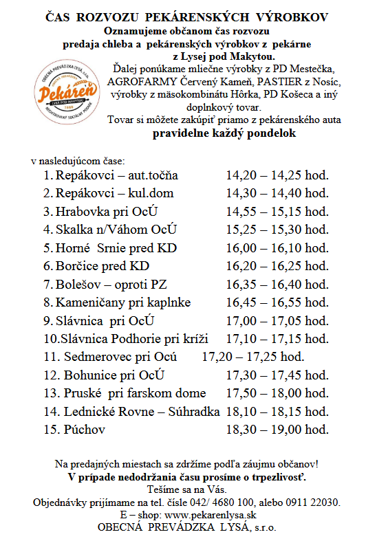 rozvoz boleov a okolie