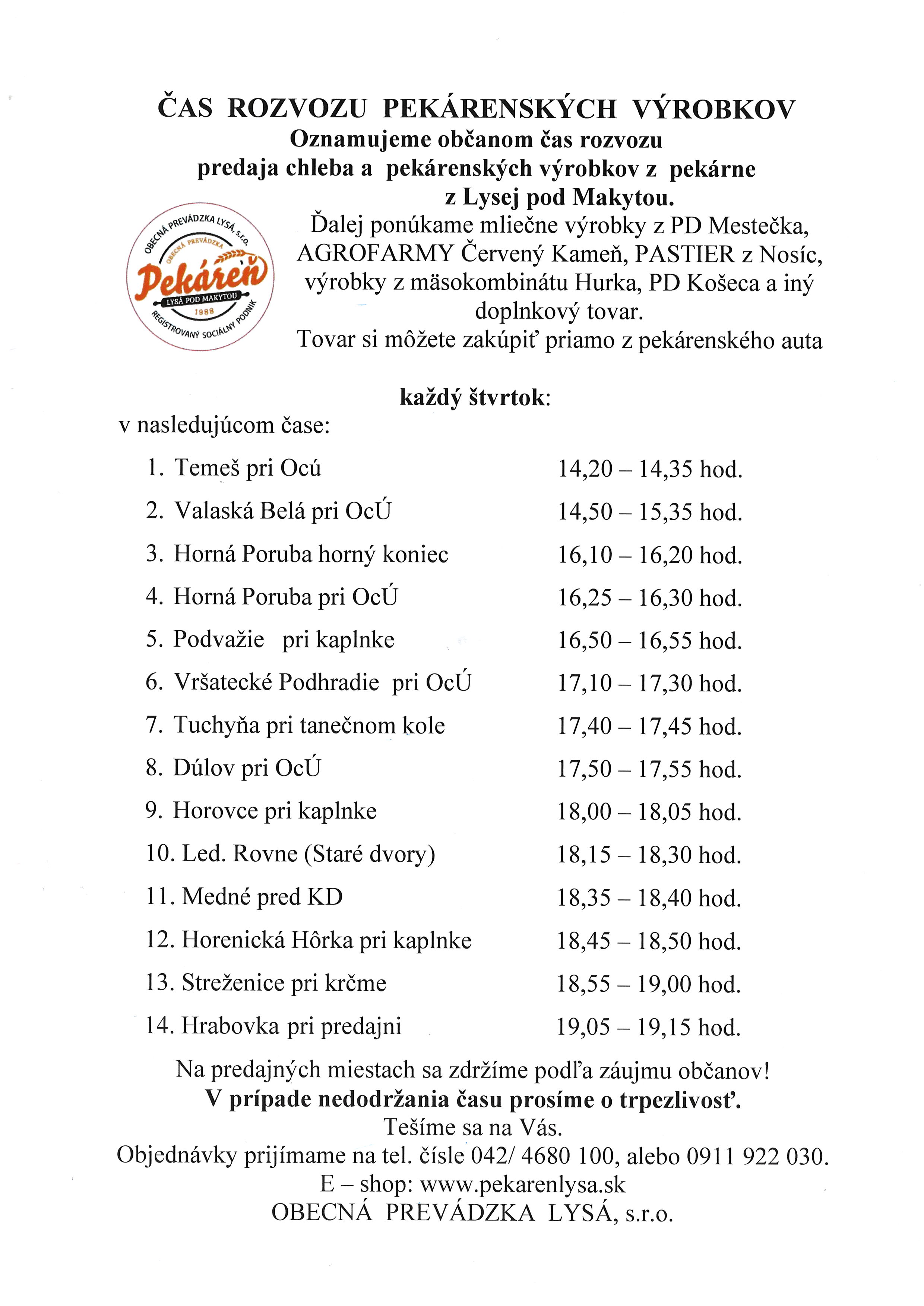 Rozpis rozvozu na stiahnutie